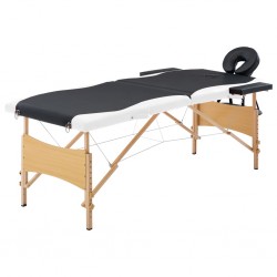 Sonata Сгъваема масажна кушетка, 2 зони, дърво, черно и бяло - Оборудване за Масажно и Козметично студио