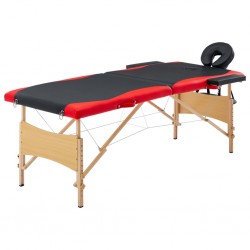 Sonata Сгъваема масажна кушетка, 2 зони, дърво, черно и червено - Оборудване за Масажно и Козметично студио