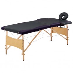 Sonata Сгъваема масажна кушетка, 2 зони, дърво, черна - Оборудване за Масажно и Козметично студио