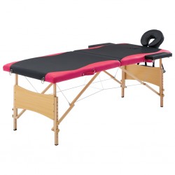 Sonata Сгъваема масажна кушетка, 2 зони, дърво, черно и розово - Оборудване за Масажно и Козметично студио