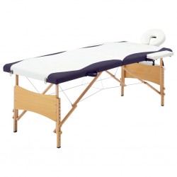 Sonata Сгъваема масажна кушетка, 2 зони, дърво, бяло и лилаво - Оборудване за Масажно и Козметично студио