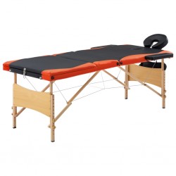 Sonata Сгъваема масажна кушетка, 3 зони, дърво, черно и оранжево - Оборудване за Масажно и Козметично студио