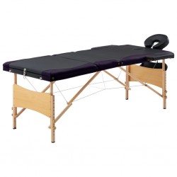 Sonata Сгъваема масажна кушетка, 3 зони, дърво, черно и лилаво - Оборудване за Масажно и Козметично студио