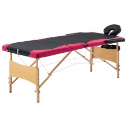 Sonata Сгъваема масажна кушетка, 3 зони, дърво, черно и розово - Оборудване за Масажно и Козметично студио