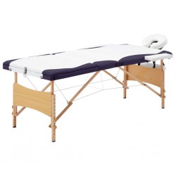 Sonata Сгъваема масажна кушетка, 3 зони, дърво, бяло и лилаво - Оборудване за Масажно и Козметично студио
