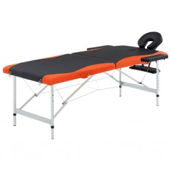 Sonata Сгъваема масажна кушетка, 2 зони, алуминий, черно и оранжево - Оборудване за Масажно и Козметично студио