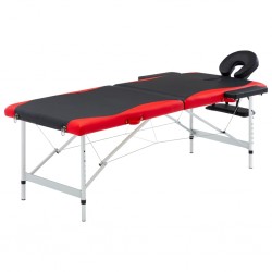 Sonata Сгъваема масажна кушетка, 2 зони, алуминий, черно и червено - Оборудване за Масажно и Козметично студио