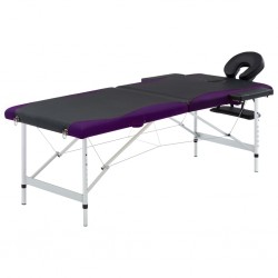 Sonata Сгъваема масажна кушетка, 2 зони, алуминий, черно и лилаво - Оборудване за Масажно и Козметично студио