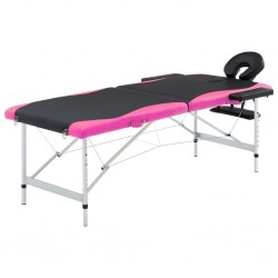 Sonata Сгъваема масажна кушетка, 2 зони, алуминий, черно и розово - Оборудване за Масажно и Козметично студио