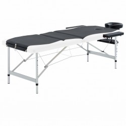 Sonata Сгъваема масажна кушетка, 3 зони, алуминий, черно и бяло - Оборудване за Масажно и Козметично студио