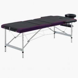 Sonata Сгъваема масажна кушетка, 3 зони, алуминий, черно и лилаво - Оборудване за Масажно и Козметично студио