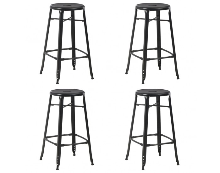 Sonata H Бар табуретки, 4 бр, черни, стомана Sonata H Бар табуретки, 4 бр, черни, стомана