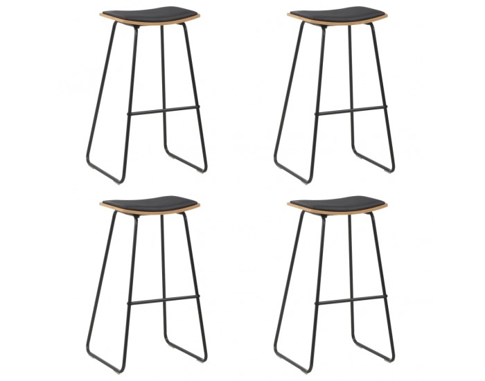 Sonata H Бар табуретки, 4 бр, черни, изкуствена кожа