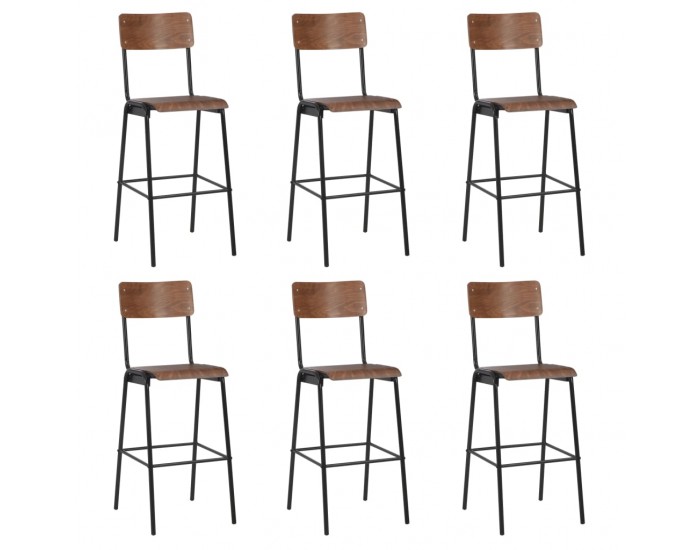 Sonata Бар табуретки, 6 бр, твърд шперплат, стомана