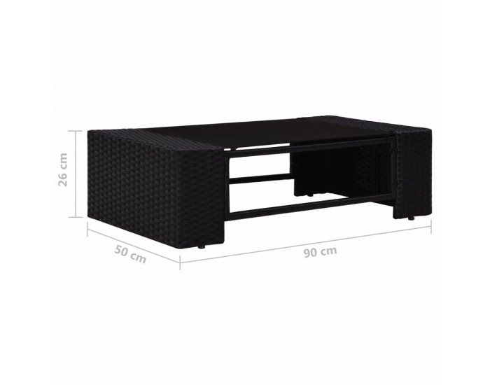 Sonata Градински комплект, 5 части, полиратан, черен