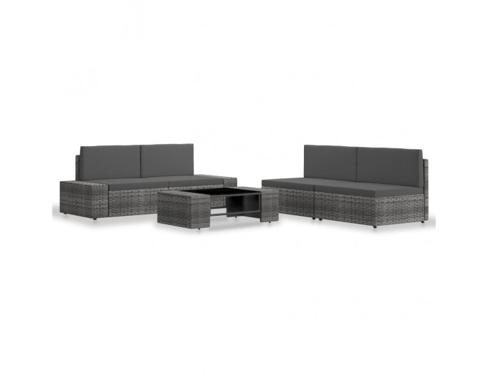 Sonata Градински комплект за отдих, 5 части, полиратан, сив