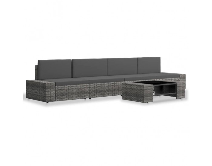 Sonata Градински комплект за отдих, 5 части, полиратан, сив