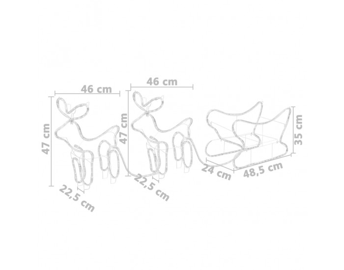 Sonata Коледна украса за открито северни елени с шейна 576 LED