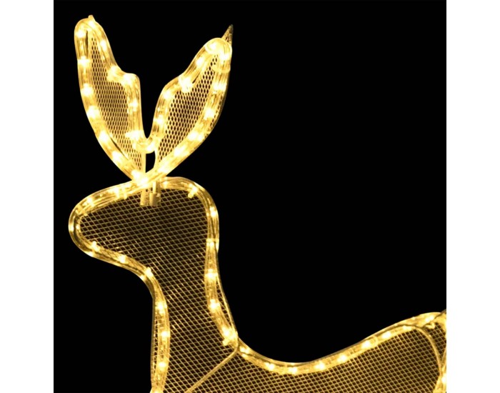 Sonata Коледна украса, светещ елен с шейна, мрежа, 216 LED