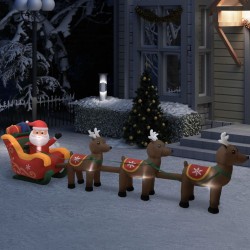 Sonata Надуваема коледна украса Дядо Коледа с елени, LED, 490 см - Сезонни и Празнични Декорации