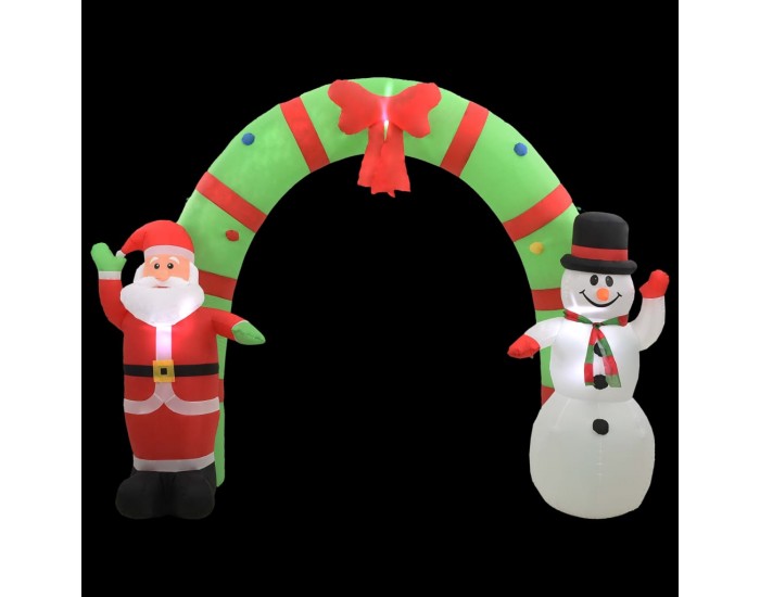 Sonata Надуваема украса Дядо Коледа и снежен човек с арка, LED, 280 см