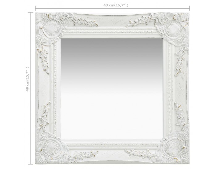 Sonata Стенно огледало, бароков стил, 40x40 см, бяло