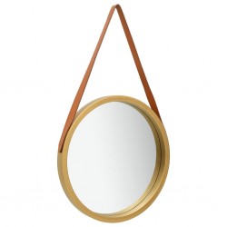 Sonata Стенно огледало с каишка, 40 см, златисто - Антре