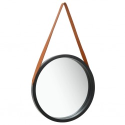 Sonata Стенно огледало с каишка, 40 см, черно - Огледала