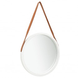 Sonata Стенно огледало с каишка, 50 см, бяло - Огледала