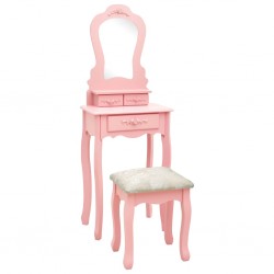 Sonata Комплект тоалетка с табуретка, розов, 50x59x136 см, пауловния - Спалня