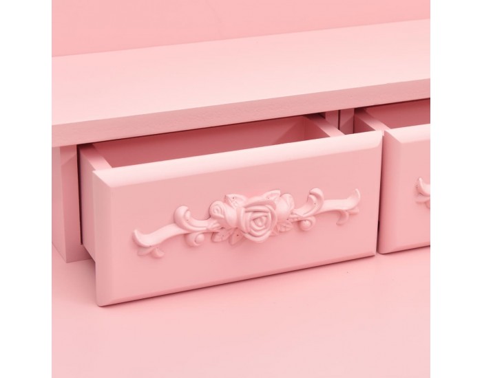 Sonata Комплект тоалетка с табуретка, розов, 50x59x136 см, пауловния