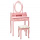 Sonata Комплект тоалетка с табуретка, розов, 75x69x140 см, пауловния