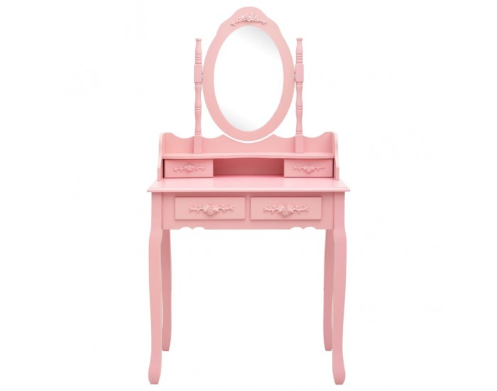 Sonata Комплект тоалетка с табуретка, розов, 75x69x140 см, пауловния