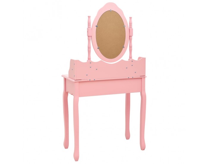 Sonata Комплект тоалетка с табуретка, розов, 75x69x140 см, пауловния