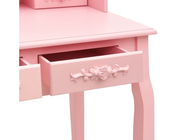 Sonata Комплект тоалетка с табуретка, розов, 75x69x140 см, пауловния