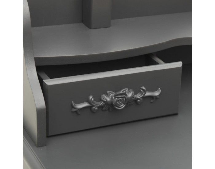 Sonata Комплект тоалетка с табуретка, сив, 75x69x140 см, пауловния