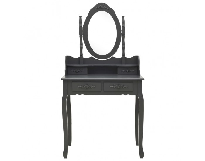 Sonata Комплект тоалетка с табуретка, сив, 75x69x140 см, пауловния