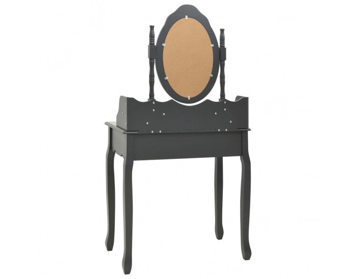 Sonata Комплект тоалетка с табуретка, сив, 75x69x140 см, пауловния