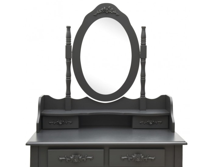 Sonata Комплект тоалетка с табуретка, сив, 75x69x140 см, пауловния