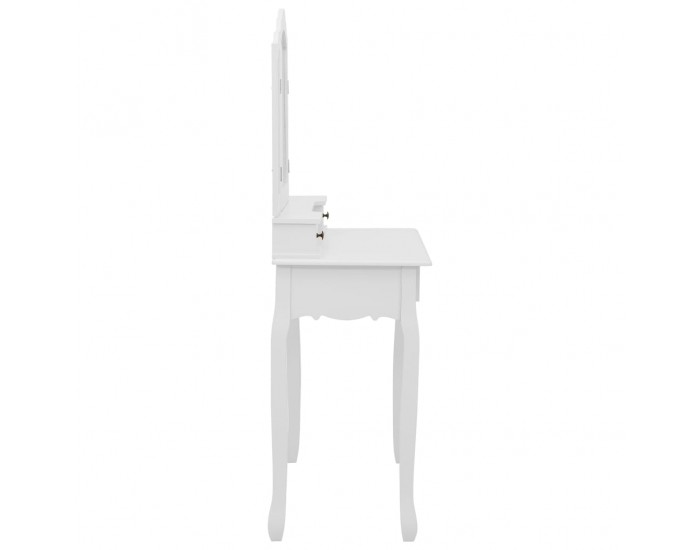 Sonata Комплект тоалетка с табуретка, бял, 80x69x141 см, пауловния