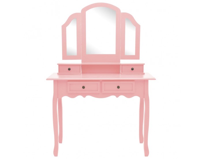 Sonata Комплект тоалетка с табуретка, розов, 100x40x146 см, пауловния