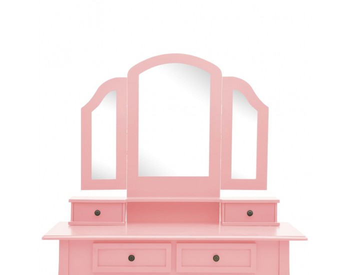 Sonata Комплект тоалетка с табуретка, розов, 100x40x146 см, пауловния