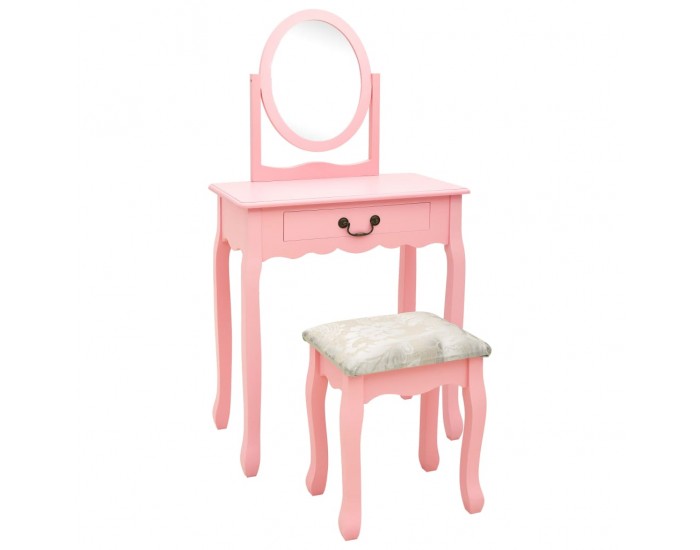 Sonata Тоалетка с табуретка, розова, 65x36x128 см, пауловния, МДФ