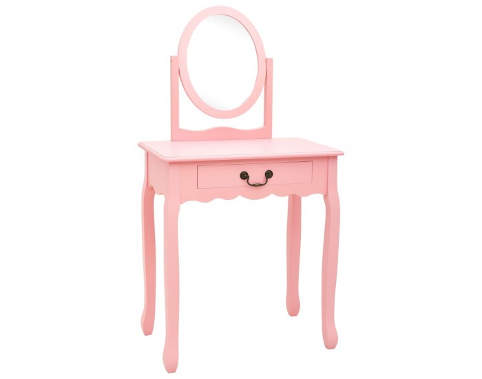 Sonata Тоалетка с табуретка, розова, 65x36x128 см, пауловния, МДФ