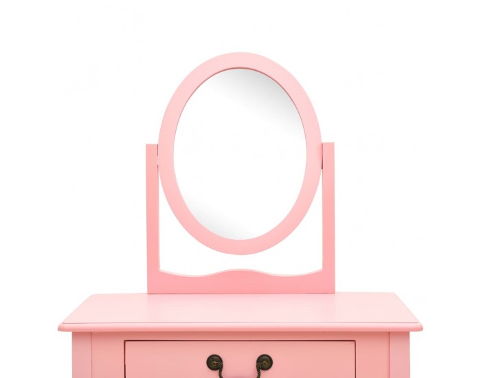 Sonata Тоалетка с табуретка, розова, 65x36x128 см, пауловния, МДФ