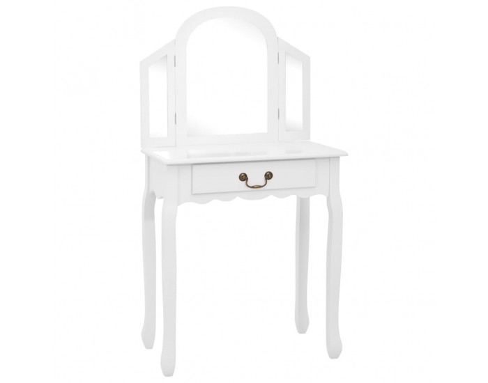Sonata Тоалетка с табуретка, бяла, 65x36x128 см, пауловния, МДФ