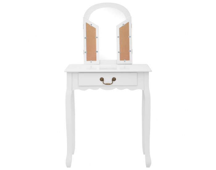 Sonata Тоалетка с табуретка, бяла, 65x36x128 см, пауловния, МДФ