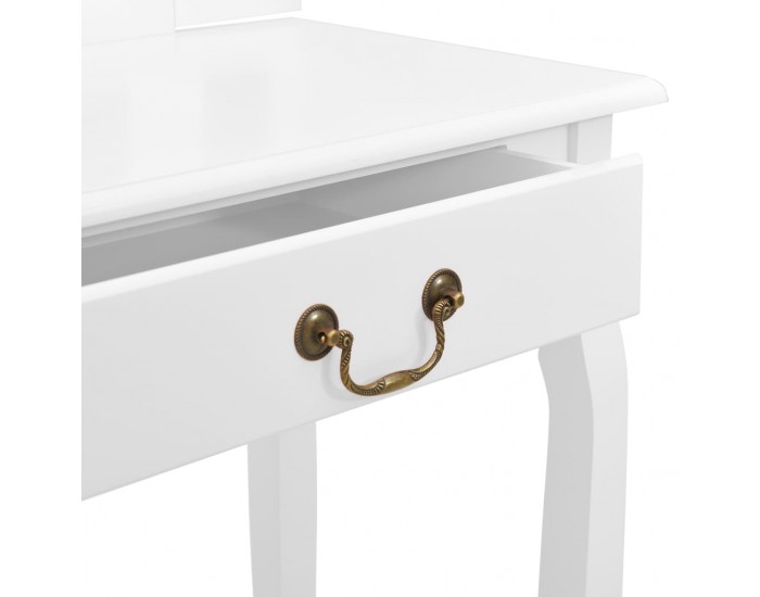 Sonata Тоалетка с табуретка, бяла, 65x36x128 см, пауловния, МДФ