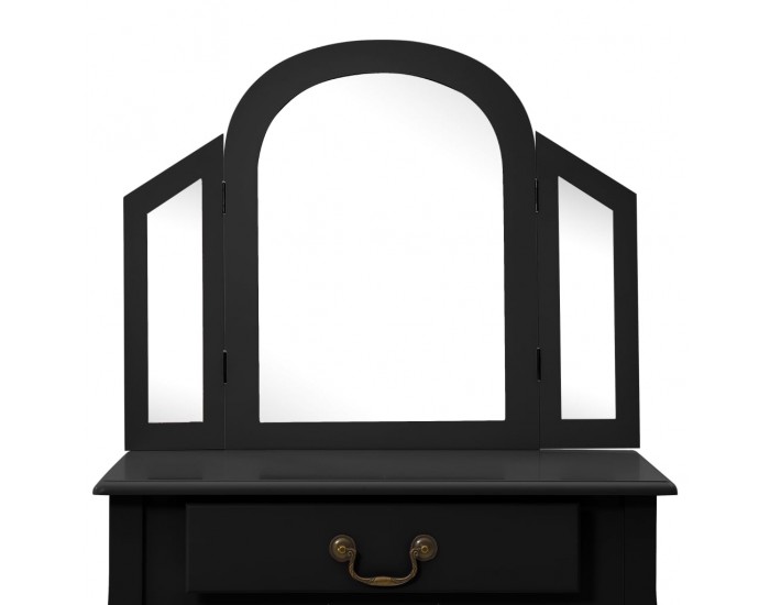 Sonata Тоалетка с табуретка, черна, 65x36x128 см, пауловния, МДФ