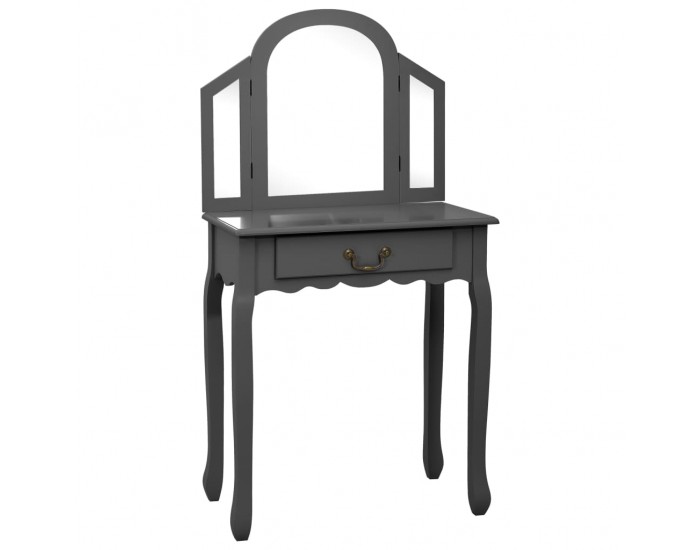 Sonata Тоалетка с табуретка, сива, 65x36x128 см, пауловния, МДФ